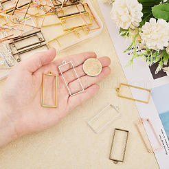 48 шт. 4-цветные подвески из сплава с открытой задней частью и прямоугольной оправой&nbsp;FIND-CA0008-80