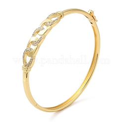 Braccialetto incernierato a forma di catene barbazzali in ottone con zirconi cubici da donna&nbsp;BJEW-K229-01G