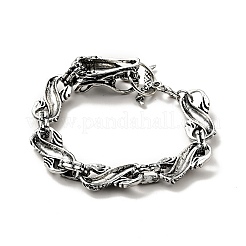 Bracciale da uomo a catena a maglie infinite in lega con chiusura a testa di drago&nbsp;BJEW-A129-06AS
