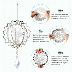 201個のステンレススチール製コネクタチャーム/リンク  中空の鳥が描かれた花  エッチングされた金属装飾  変色しない  ステンレス鋼色  150x0.3mm  穴：1mm&nbsp;STAS-TA0005-99