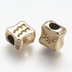 合金ビーズ  直方体の  ライトゴールド  10x9.5x6mm  穴：4mm&nbsp;PALLOY-F133-22KCG