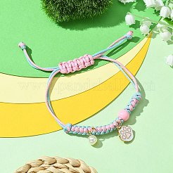 Браслеты с подвесками из сплава с эмалью и имитацией жемчуга с принтом лап BJEW-JB10728