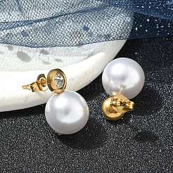 Круглые серьги-гвоздики из нержавеющей стали 304 с ионным покрытием (IP)&nbsp;EJEW-C099-17D