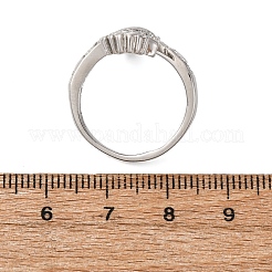 Латунные микропаве кубические цирконии регулируемые открытые манжеты кольца для женщин RJEW-A072-03P