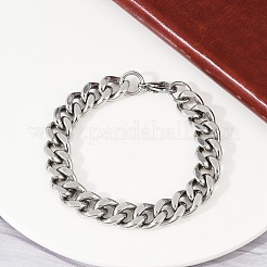 Браслеты из кубинской цепочки из нержавеющей стали 304 для женщин и мужчин BJEW-D304-01P