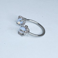 ダブルクロー 304 ステンレススチール キュービックジルコニア フープ リップ リング  ステンレス鋼色  ライトシアン  内径：12mm  ピン：1.2mm  ヘッド：3mm&nbsp;FS-WG1AB27-24