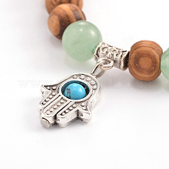 Деревянные бисером браслеты шарма стрейч BJEW-JB01830