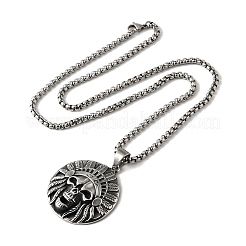 Ожерелья с подвеской в виде черепа индейца из нержавеющей стали 304 для женщин и мужчин NJEW-Z076-03AS