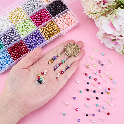 2250шт 15 цвета выпечка окрашенные жемчужные стеклянные жемчужные круглые бусины HY-HY0001-09A