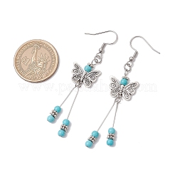 Серьги-кисточки в форме бабочки из нержавеющей стали 304&nbsp;EJEW-JE06422-02