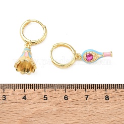 Boucles d'oreilles créoles en laiton avec micro pavé de zircone cubique pour femmes&nbsp;EJEW-A168-07G-02