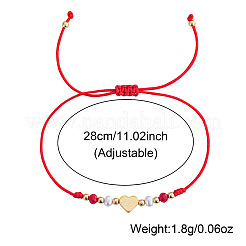 Verstellbare Armbänder aus geflochtenen Messing- und Imitationsperlen&nbsp;LE7320