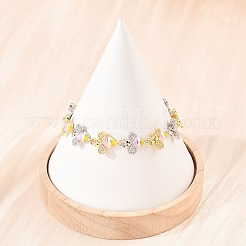 Браслеты-цепочки из латуни с микропаве из прозрачных кубических цирконий для женщин&nbsp;LS-BJEW-A148-01G