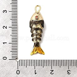 ラックメッキ真鍮チャーム  キュービックジルコニアエナメル  魚のチャーム  長持ちメッキ  鉛フリー＆カドミウムフリー  ブラック  31.5x9x6mm  穴：3.5x2mm&nbsp;KK-A268-05G-B02