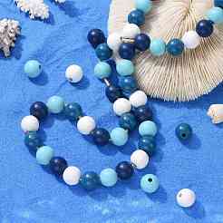 160 pièces 4 couleurs été océan style marin perles rondes en bois naturel peint&nbsp;WOOD-LS0001-01F