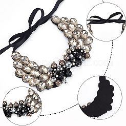 Vintage Lätzchen mit schwarzen Diamanten und Kristall-Strassen&nbsp;DIY-WH0321-06
