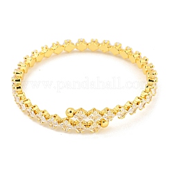 Браслеты из латуни с прозрачным паве из кубического циркония и ромба&nbsp;BJEW-B110-02G