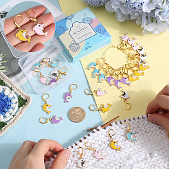 Подвески из эмали из сплава дельфинов&nbsp;HJEW-SC00053