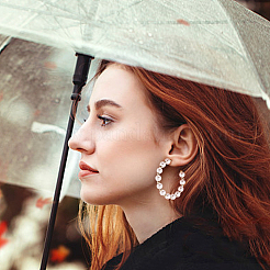 10 пара серег-колец из пластика и смолы с имитацией жемчуга в 10 стилях EJEW-AN0003-45