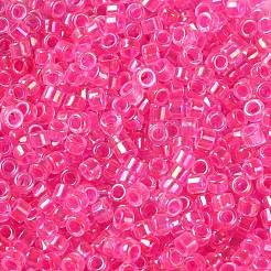 ガラスシードビーズ  不透明な色の虹  シリンダー  濃いピンク  2.5x2mm  穴：1.4mm&nbsp;X-SEED-S042-13A-09