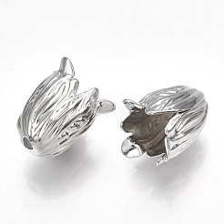 真鍮製ビーズキャップ  花弁のない  花  ニッケルフリー  プラチナメッキ  12.5x10.5x10mm  穴：1.5mm&nbsp;KK-S350-154P
