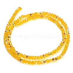 電気メッキガラスビーズセット  ロンデル  多面カット  半分メッキ  ゴールド  3.5~4x2.5~3mm  穴：1mm  約150個/連  14.80~15''（37.6~38.1センチメートル）&nbsp;GL-CBAA615-03B