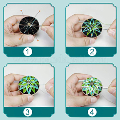 DIY刺繡手まりボールキーホルダーキット  鉄の針入り  巻き尺  綿糸  メタリックコード  ポリエステル糸  タッセル  アイアンアイピン  鐘  真鍮製パーツ  ライトスカイブルー  0.05cm  6色  1bundle / color  6束&nbsp;DIY-I064-A03
