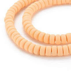 手作り樹脂粘土ビーズ連売り  ジュエリー工芸用品のDIY用  フラットラウンド  桃パフ  6~7x3mm  穴：1.5mm  約113~116個/連  15.55インチ〜16.14インチ（39.5~41cm）&nbsp;CLAY-N008-130