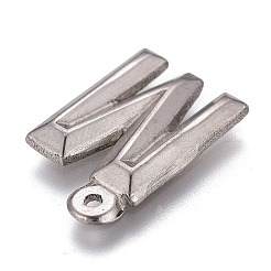 変色しにくい304ステンレススチールペンダント  アルファベット  文字.m  16x11x2mm  穴：1mm&nbsp;STAS-H119-01P-M