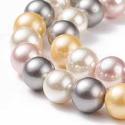 シェルパールビーズ連売り  グレードA  ラウンド  ミックスカラー  8mm  穴：1mm  約48~50個/連  16インチ&nbsp;BSHE-L017-17