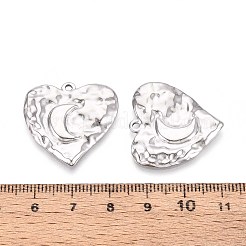 Сердце из текстурированной нержавеющей стали 304 с подвесками в виде луны STAS-T067-33P