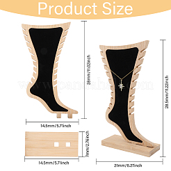 Подставки для ножных браслетов из бамбука и бархата в форме ступни&nbsp;ODIS-WH0030-140A