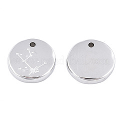 変色しない316サージカルステンレススチールチャーム  星座とフラットラウンド  ステンレス鋼色  牡牛座  10x2mm  穴：1mm&nbsp;STAS-S116-418A-P