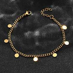 Браслеты с круглыми подвесками из нержавеющей стали 304 BJEW-R021-04G