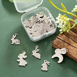 Не тускнеющие 30 шт. 5 подвески в виде кролика из нержавеющей стали 201 STAS-LS0001-76P