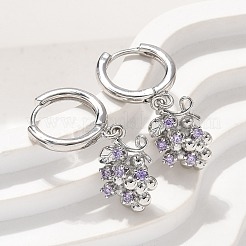 Латунные кубических серьги циркония обруч EJEW-Q015-02P-D