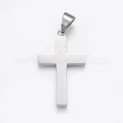 304ステンレススチールの名言ペンダント  単語と交差  ミックスカラー  47x28x4mm  穴：8x11mm&nbsp;STAS-F157-02
