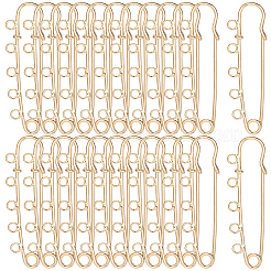 30 個の鉄のブローチパーツ  ライトゴールド  65.5x20x5mm  穴：3.5mm&nbsp;IFIN-SC0002-10A-KCG