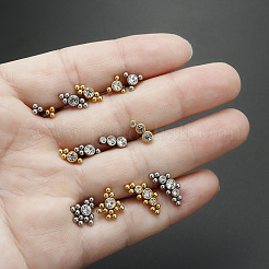 Лабреты из нержавеющей стали с микропаве из прозрачного кубического циркония без резьбы WG26305-03