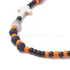 Мобильные ремни из стеклянных бус на Хэллоуин HJEW-TA00004