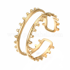 Открытое манжетное кольцо из нержавеющей стали 304 с двойной линией RJEW-T023-20G