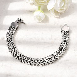 201 Edelstahl-Armbänder mit diamantgeschliffener Weizenkette für Herren&nbsp;STAS-T077-07P