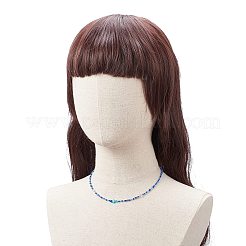 Collana con perline di vetro e malocchio in vetro lavorato a lume con chiusura in acciaio inossidabile 304 per donna&nbsp;NJEW-JN04114
