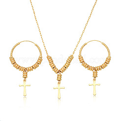 Комплекты из латунных подвесок-крестов и серег-колец&nbsp;FS-WGF4D6C-01