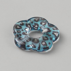 Transparente Harzperlen mit Leopardenmuster&nbsp;RESI-FS0003-01D
