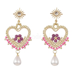 Boucles d'oreilles pendantes en pierres précieuses et en verre pour femmes&nbsp;EJEW-MZ00782