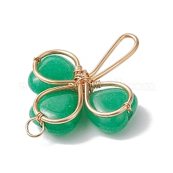 Pendentifs en trèfle en jade naturel malaisien teint&nbsp;PALLOY-JF02785-03