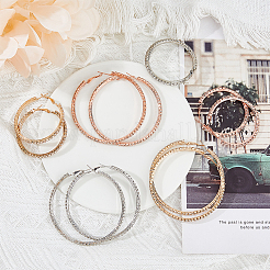 6 пара 6-х стилевых больших серег-колец с кристаллами и стразами EJEW-FI0001-35