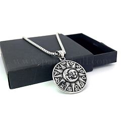 Ретро-ожерелья из нержавеющей стали с подвеской в виде солнца и луны для мужчин QW4763