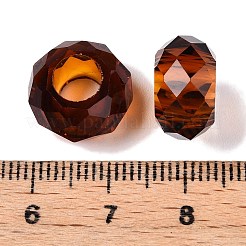 ガラスヨーロピアンビーズ  大穴ビーズ  芯金がない  ロンデル  サドルブラウン  14x8mm  穴：5mm&nbsp;GDA007-02